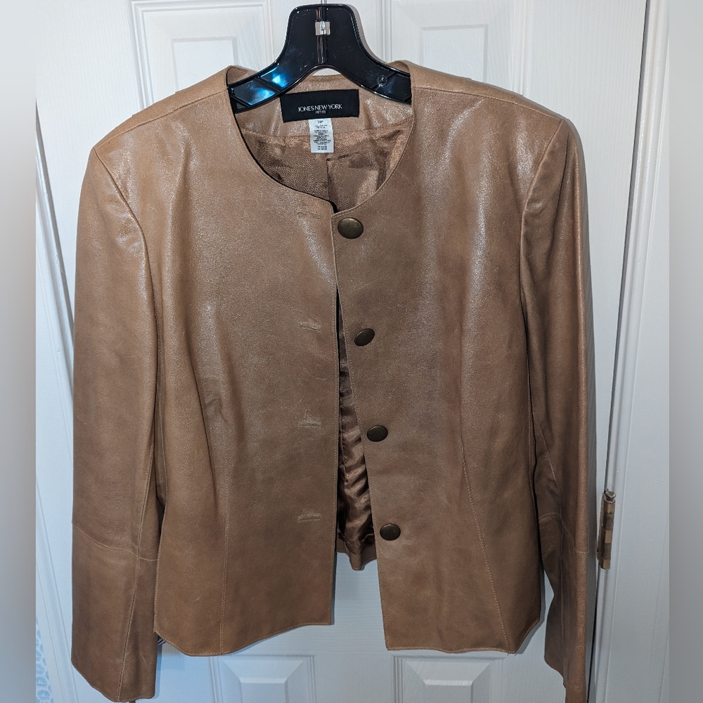 Jones New York Tan Leather Jacket